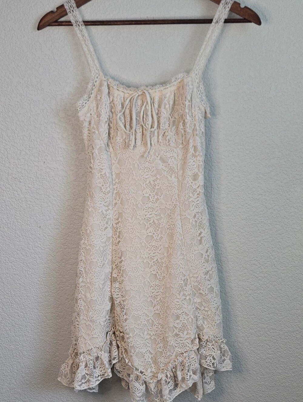 Windsor Cream Lace Tie-Front Mini Dress